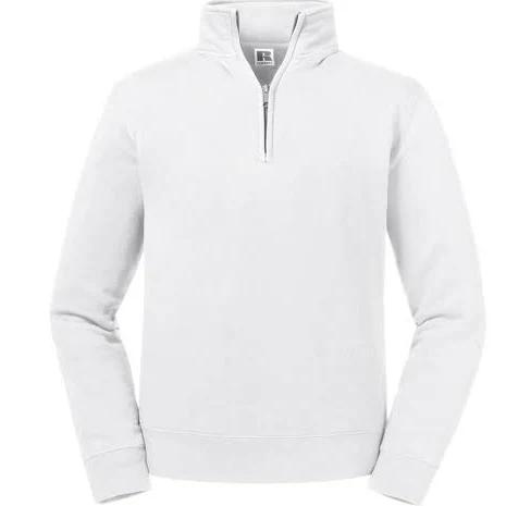 Russell Mens Authentic Zip Neck Sweatshirt White M