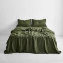 Rust Stripe 100% French Flax Linen Bedding Set - Single - Bed Threads