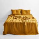 Rust Stripe 100% French Flax Linen Bedding Set - Single - Bed Threads