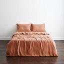 Rust Stripe 100% French Flax Linen Bedding Set - Single - Bed Threads