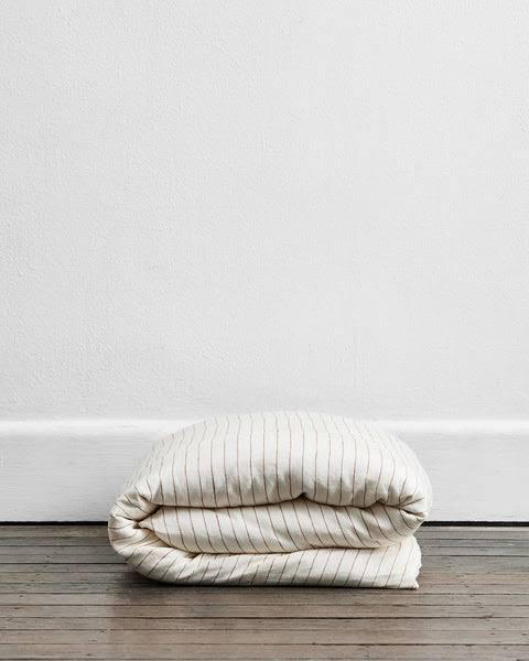 Rust Stripe 100% French Flax Linen Duvet Cover - Queen - Bed Threads