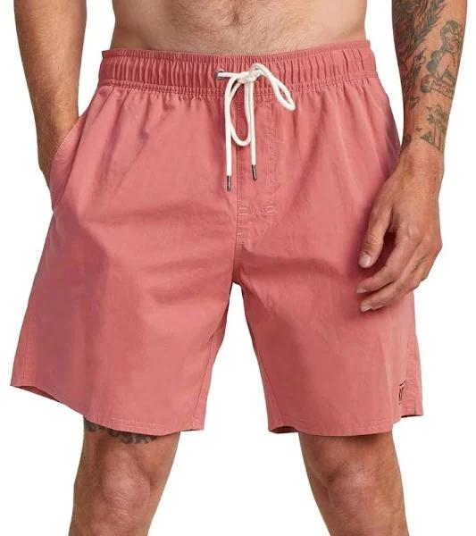 RVCA Men's Opposite Elastic Boardshorts - Dusty Pink XL | Cotton - Swimoutlet.com