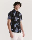 Saba Men's Lowry Short Sleeve Classic Print Shirt in Black Size Medium
