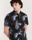 Saba Men's Lowry Short Sleeve Classic Print Shirt in Black Size Medium