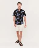 Saba Men's Lowry Short Sleeve Classic Print Shirt in Black Size Medium