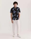 Saba Men's Lowry Short Sleeve Classic Print Shirt in Black Size Medium