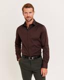 Saba Men's Stretch Poplin Shirt in Maroon Red Size 2XL