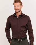 Saba Men's Stretch Poplin Shirt in Maroon Red Size 2XL