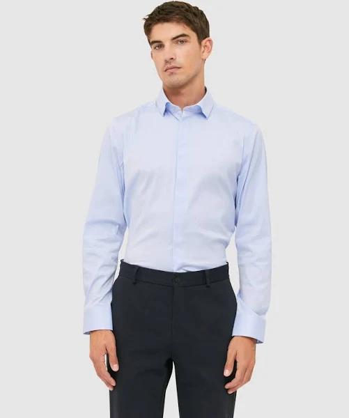 Saba Men's Stretch Poplin Shirt in St-Shirtl Blue Size Small