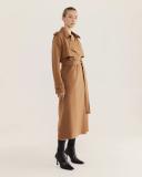 Saba Women's Karla Wool Longline Trench Coat in Caramel Brown Size 4