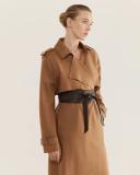 Saba Women's Karla Wool Longline Trench Coat in Caramel Brown Size 4