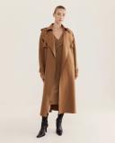 Saba Women's Karla Wool Longline Trench Coat in Caramel Brown Size 4