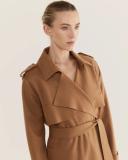 Saba Women's Karla Wool Longline Trench Coat in Caramel Brown Size 4