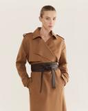 Saba Women's Karla Wool Longline Trench Coat in Caramel Brown Size 4