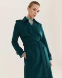 Saba Women's Karla Wool Longline Trench Coat in Evergreen Size 12