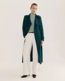 Saba Women's Karla Wool Longline Trench Coat in Evergreen Size 12