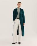 Saba Women's Karla Wool Longline Trench Coat in Evergreen Size 4