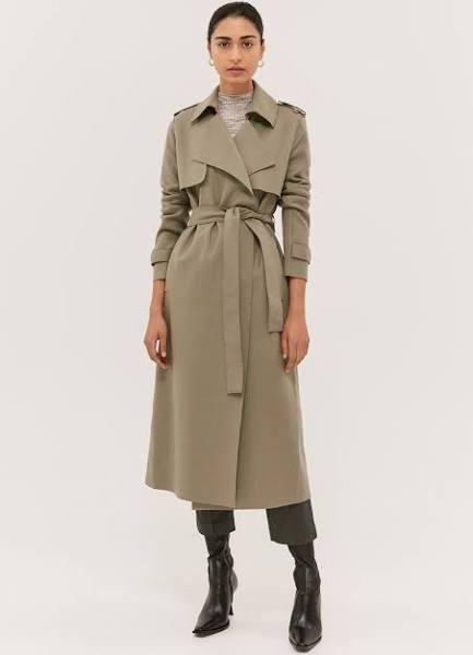 Saba Women's Karla Wool Longline Trench Coat in Evergreen Size 4
