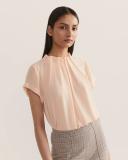 Saba Women's Willa High Neck Short Sleeve Top in Blush Pink Size 10