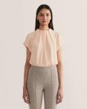 Saba Women's Willa High Neck Short Sleeve Top in Blush Pink Size 10
