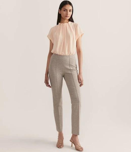 Saba Women's Willa High Neck Short Sleeve Top in Blush Pink Size 10