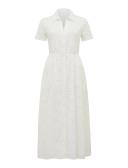 Sabrina Broderie Shirt Dress in Porcelain, Size 12 | Cotton