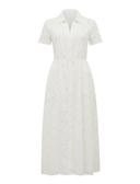 Sabrina Broderie Shirt Dress in Porcelain, Size 16 | Cotton
