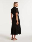 Sabrina Embroidered Shirt Dress in Black, Size 10 | Cotton