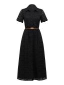 Sabrina Embroidered Shirt Dress in Black, Size 10 | Cotton
