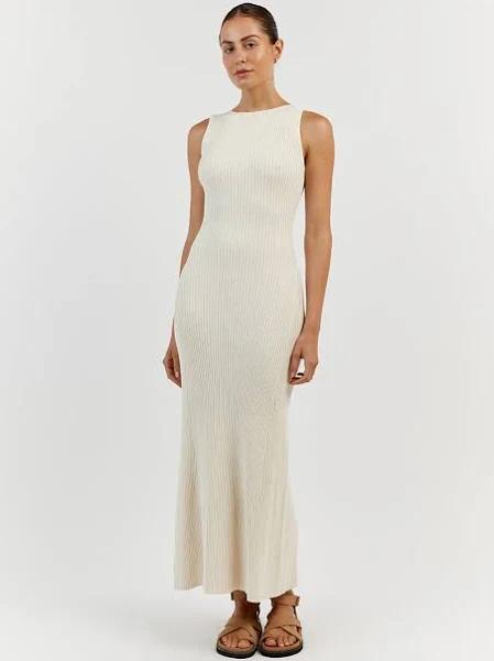 Sadie Sleeveless Midi Dress in Ivory Size Medium by DISSH