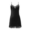 Sainted Sisters Silk Satin Chemise with Lace Ivory