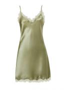 Sainted Sisters Silk Satin Chemise with Lace Ivory