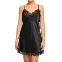 Sainted Sisters Silk Satin Chemise with Lace Ivory