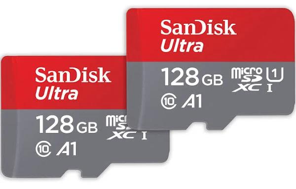 SanDisk 128GB Ultra MicroSDXC 140MBs+Adapt 2Pack