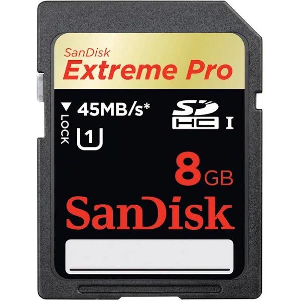 SanDisk 8GB Extreme Pro SDHC UHS-I Card (45MB/s)