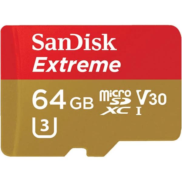 SanDisk Extreme 64GB Micro SDXC UHS-I Card with Adapter 90MB/s