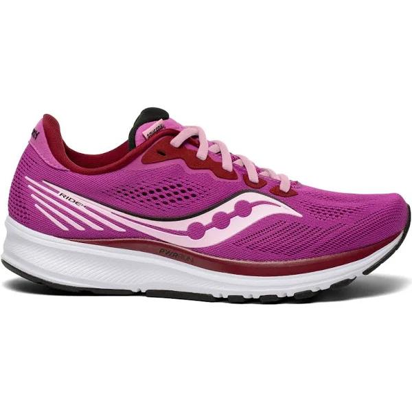 Saucony Ride 14 Running Shoes Lilac White Maroon Women - 43