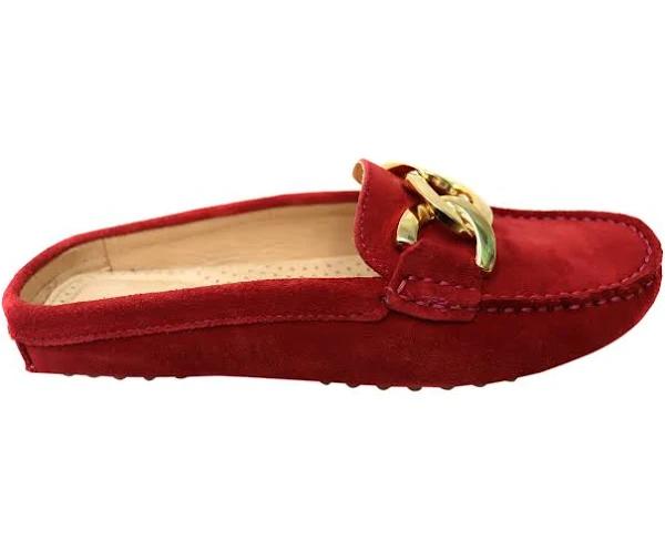 Savelli Paula Womens Brazilian Leather Closed Toe Open Back Mules Red 10 AUS or 41 EUR