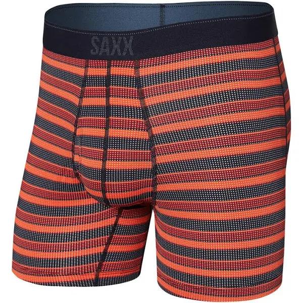 Saxx Quest Boxer Brief Fly Men's Underwear, S Red Solar Stripe