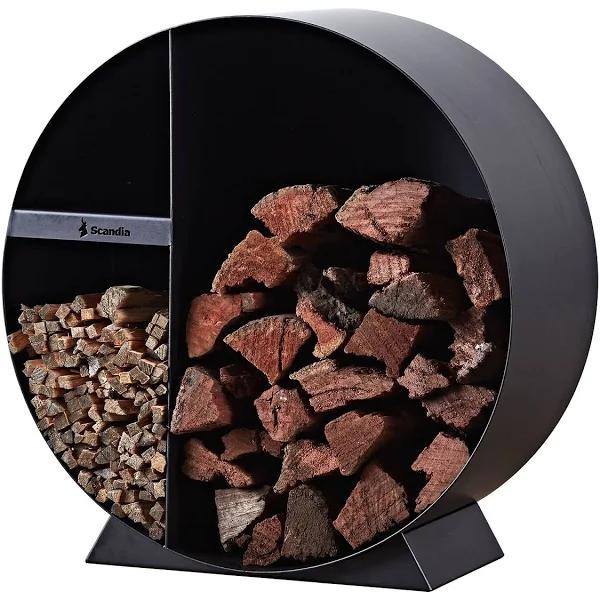 Scandia 75cm Black Round Wood Storage