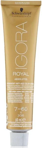 Schwarzkopf Professional Igora Royal Absolutes 60ml, 7-60 Middle Blond Chocolate Nature