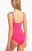 Sea Level Essentials Square Neck One Piece in Hot Pink 12