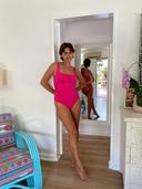 Sea Level Essentials Square Neck One Piece in Hot Pink 12