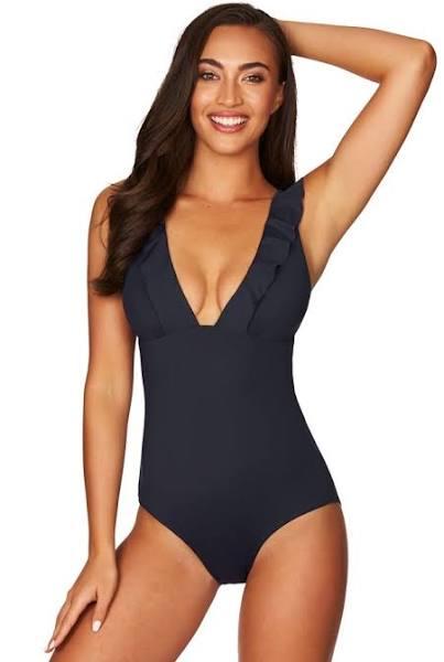 Sea Level Plains Frill One Piece Swimsuit - Navy- Swimwear Galore