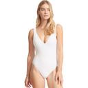 Seafolly Deep V Neck One Piece , Ultramarine, Size 14 92% Nylon / 8% Elastane