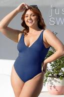 Seafolly Deep V Neck One Piece , Ultramarine, Size 14 92% Nylon / 8% Elastane