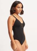 Seafolly Seafolly Collective Deep V One Piece , Black, Size 18