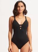 Seafolly Seafolly Collective Deep V One Piece , Black, Size 18