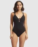 Seafolly Seafolly Collective Deep V One Piece , Black, Size 18