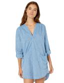 Seafolly Womens Chambray Boyfriend Cotton Beach Shirt XS